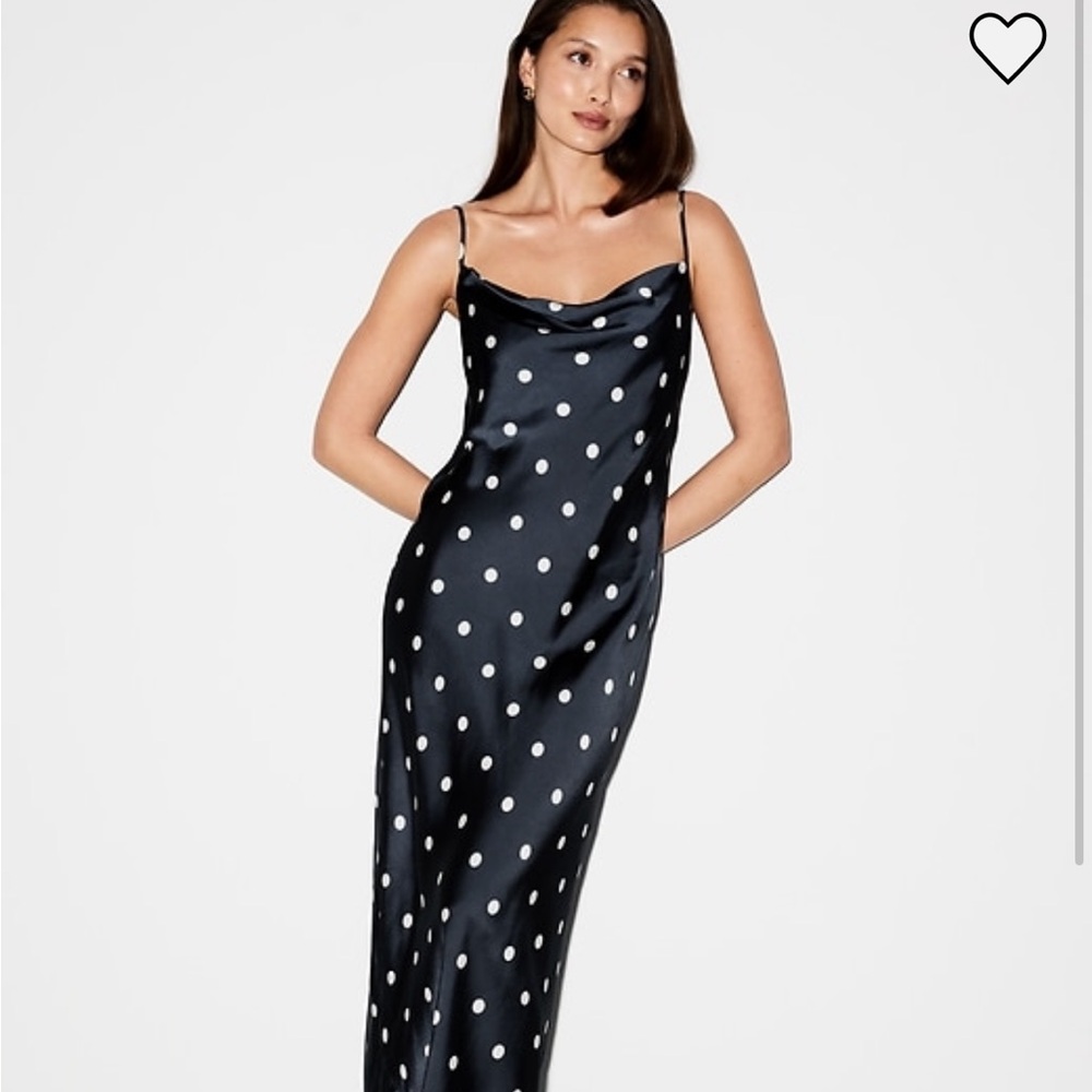 NWT Old Navy Satin Navy Polka Dot Dress